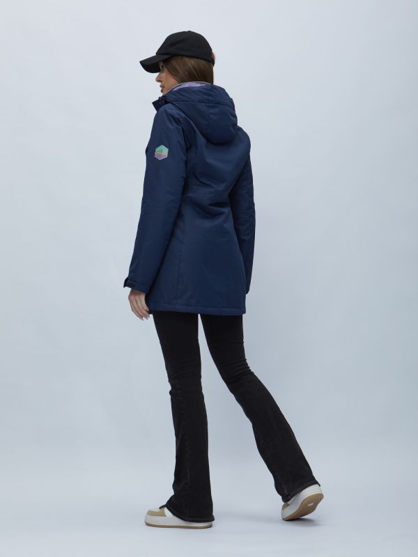 Navy blue hooded parka for women 551995TS